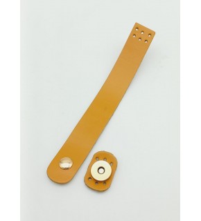 Çanta Aksesuar 18x2,3 cm Hardal Gerçek Deri Düz Çanta Kapağı Light Gold Metalli