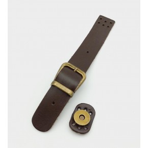 Çanta Aksesuar 18x2,3 cm Kahverengi Gerçek Deri Tokalı Çanta Kapağı Antik Metalli