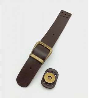 Çanta Aksesuar 18x2,3 cm Kahverengi Gerçek Deri Tokalı Çanta Kapağı Antik Metalli