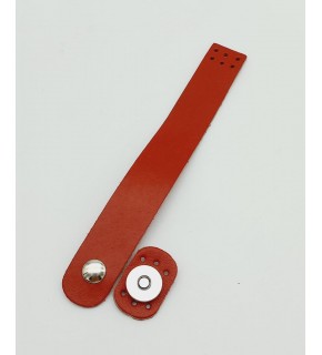 Çanta Aksesuar 18x2,3 cm Kırmızı Gerçek Deri Düz Çanta Kapağı Gümüş Metalli