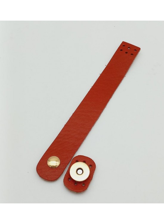 Çanta Aksesuar 18x2,3 cm Kırmızı Gerçek Deri Düz Çanta Kapağı Light Gold Metalli