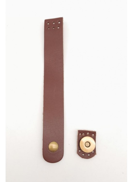 Çanta Aksesuar 18x2.3 cm Kızıl Kahve Gerçek Deri Düz Çanta Kapağı Antik Metalli