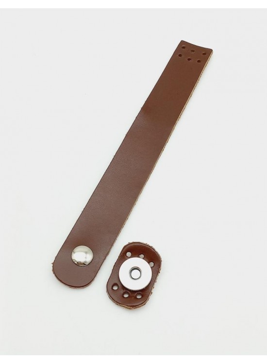 Çanta Aksesuar 18x2,3 cm Kızıl Kahve Gerçek Deri Düz Çanta Kapağı Gümüş Metalli