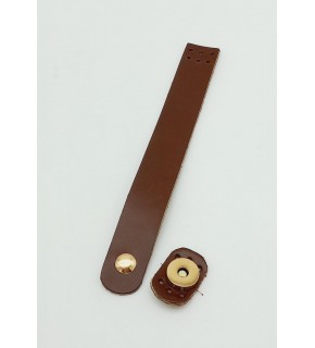 Çanta Aksesuar 18x2,3 cm Kızıl Kahve Gerçek Deri Düz Çanta Kapağı Light Gold Metalli