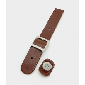 Çanta Aksesuar 18x2,3 cm Kızıl Kahve Gerçek Deri Tokalı Çanta Kapağı Gümüş Metalli