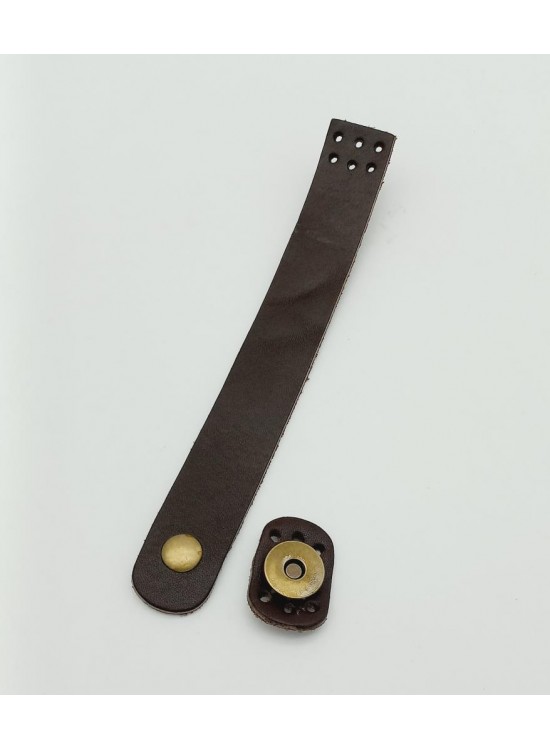 Çanta Aksesuar 18x2,3 cm Koyu Kahverengi Gerçek Deri Düz Çanta Kapağı Antik Metalli