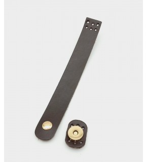 Çanta Aksesuar 18x2,3 cm Koyu Kahverengi Gerçek Deri Düz Çanta Kapağı Light Gold Metalli