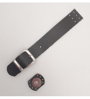 Çanta Aksesuar 18x2.3 cm Koyu Kahverengi Gerçek Deri Tokalı Çanta Kapağı Gümüş Metalli