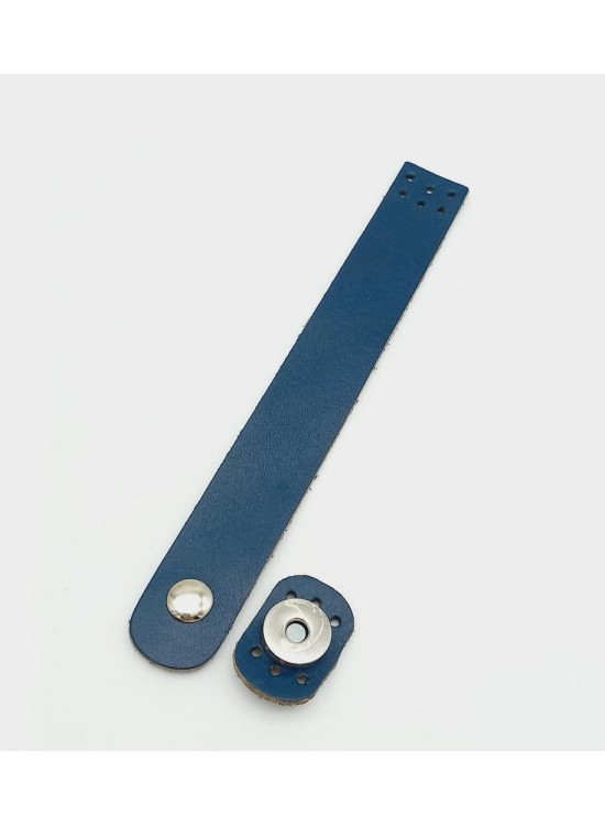 Çanta Aksesuar 18x2,3 cm Lacivert Gerçek Deri Düz Çanta Kapağı Gümüş Metalli