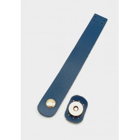 Çanta Aksesuar 18x2,3 cm Lacivert Gerçek Deri Düz Çanta Kapağı Light Gold Metalli