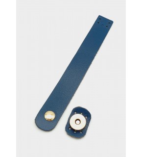 Çanta Aksesuar 18x2,3 cm Lacivert Gerçek Deri Düz Çanta Kapağı Light Gold Metalli