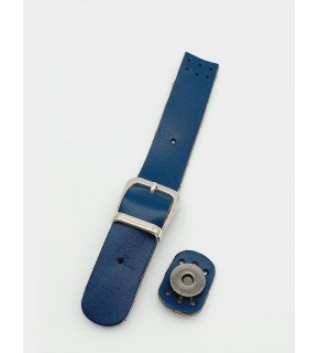 Çanta Aksesuar 18x2,3 cm Lacivert Gerçek Deri Tokalı Çanta Kapağı Gümüş Metalli