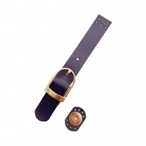 Çanta Aksesuar 18x2.3 cm Mor Renk Gerçek Deri Tokalı Çanta Kapağı Light Gold Metalli