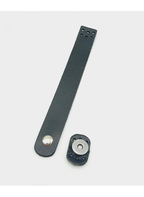 Çanta Aksesuar 18x2,3 cm Siyah Gerçek Deri Düz Çanta Kapağı Gümüş Metalli