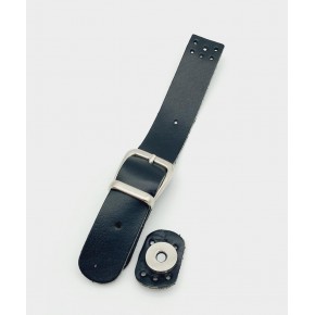 Çanta Aksesuar 18x2,3 cm Siyah Gerçek Deri Tokalı Çanta Kapağı Gümüş Metalli