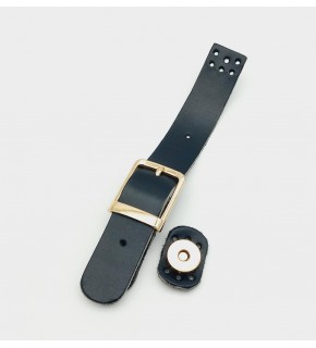 Çanta Aksesuar 18x2,3 cm Siyah Gerçek Deri Tokalı Çanta Kapağı Light Gold Metalli