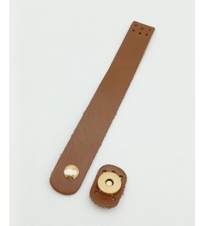 Çanta Aksesuar 18x2,3 cm Sütlü Kahve Gerçek Deri Düz Çanta Kapağı Light Gold Metalli