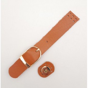 Çanta Aksesuar 18x2.3 cm Turuncu Taba Gerçek Deri Tokalı Çanta Kapağı Light Gold Metalli