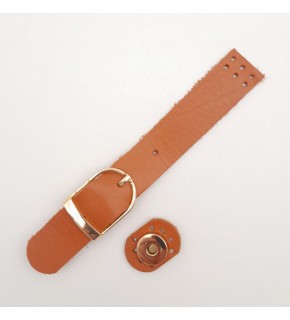 Çanta Aksesuar 18x2.3 cm Turuncu Taba Gerçek Deri Tokalı Çanta Kapağı Light Gold Metalli