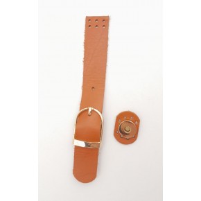 Çanta Aksesuar 18x2.3 cm Turuncu Taba Gerçek Deri Tokalı Çanta Kapağı Light Gold Metalli