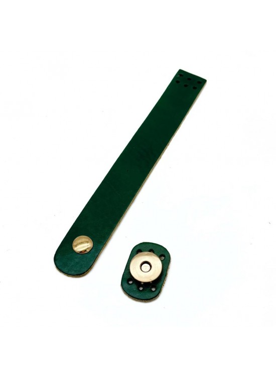 Çanta Aksesuar 18x2,3 cm Yeşil Gerçek Deri Düz Çanta Kapağı Light Gold  Metalli