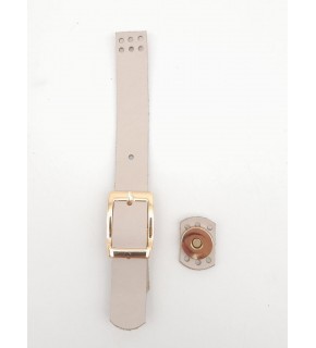 Çanta Aksesuar 18x2 cm Bej Renk Gerçek Deri Tokalı Çanta Kapağı Light Gold Metalli