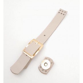 Çanta Aksesuar 18x2 cm Bej Renk Gerçek Deri Tokalı Çanta Kapağı Light Gold Metalli