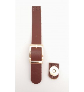 Çanta Aksesuar 18x2 cm Kızıl Kahve Renk Gerçek Deri Tokalı Çanta Kapağı Light Gold Metalli