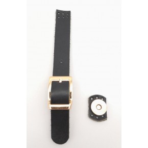 Çanta Aksesuar 18x2 cm Siyah Renk Gerçek Deri Tokalı Çanta Kapağı Light Gold Metalli