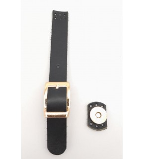 Çanta Aksesuar 18x2 cm Siyah Renk Gerçek Deri Tokalı Çanta Kapağı Light Gold Metalli