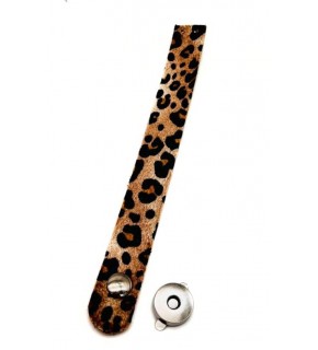 Çanta Aksesuar 18x2 cm Suni Deri Leopar Renk Çanta Kapağı Gümüş  Renk Metalli