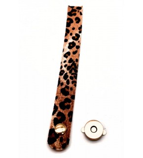 Çanta Aksesuar 18x2 cm Suni Deri Leopar Renk Çanta Kapağı Light Gold  Metalli