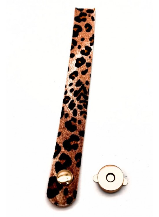 Çanta Aksesuar 18x2 cm Suni Deri Leopar Renk Çanta Kapağı Light Gold  Metalli