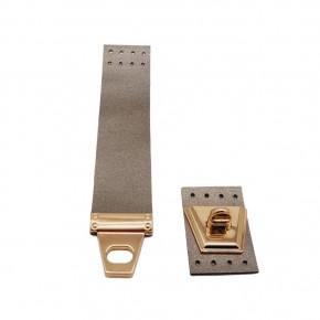 Çanta Aksesuar 18x3.5 cm Suni Deri Parlak Gri Renk Kapak Light Gold Metalli