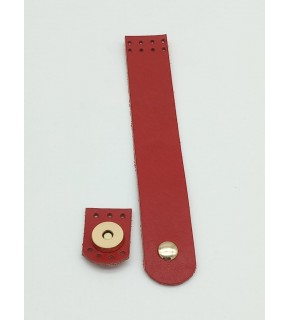 Çanta Aksesuar 18x3 cm Kırmızı Gerçek Deri Düz Çanta Kapağı Light Gold Metalli