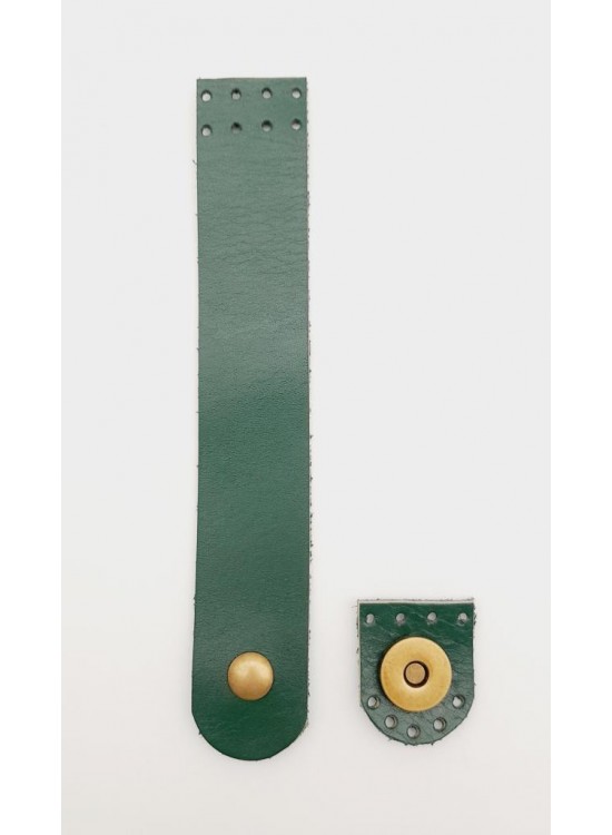 Çanta Aksesuar 18x3 cm Yeşil Gerçek Deri Düz Çanta Kapağı Antik Metalli