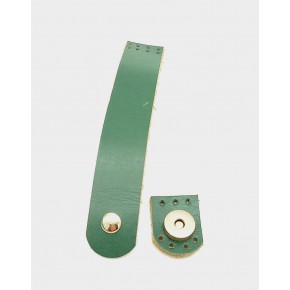 Çanta Aksesuar 18x3 cm Yeşil Gerçek Deri Düz Çanta Kapağı Light Gold Metalli