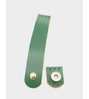 Çanta Aksesuar 18x3 cm Yeşil Gerçek Deri Düz Çanta Kapağı Light Gold Metalli