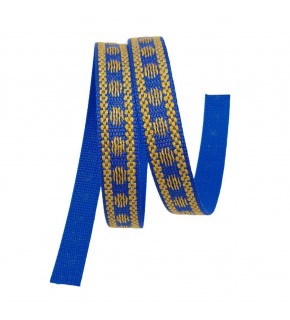 Çanta Aksesuar 2.5 cm Polyester Kolon Mavi Gold Simli 1 Metre