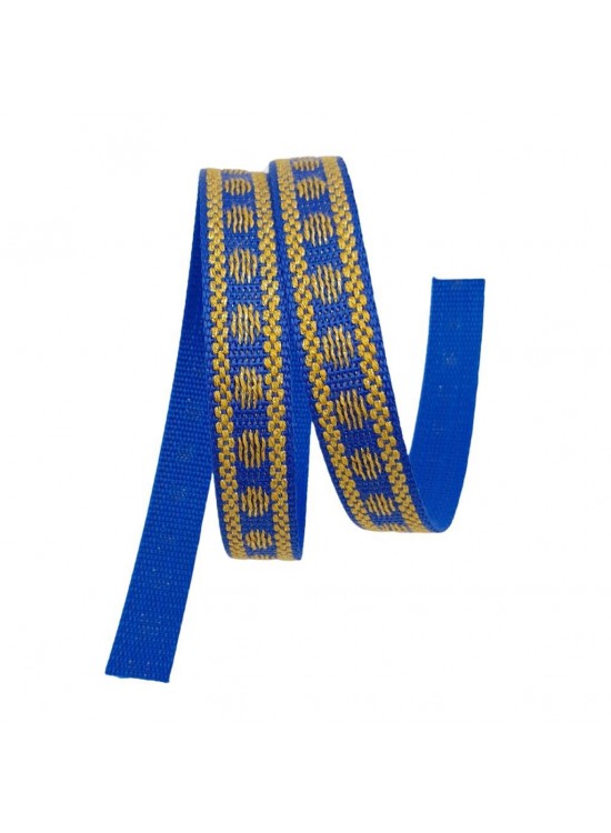 Çanta Aksesuar 2.5 cm Polyester Kolon Mavi Gold Simli 1 Metre Çanta Aksesuar 2.5 cm Polyester Kolon Mavi Gold Simli 1 Metre