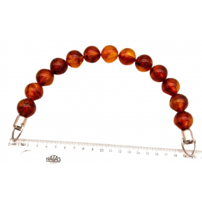 Çanta Aksesuar 20 Cm  22 Mm Boncuklu   Çanta Sapı Gümüş  Metalli Kehribar Tonlu