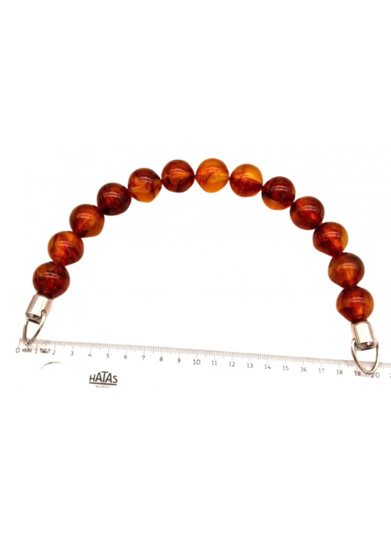 Çanta Aksesuar 20 Cm  22 Mm Boncuklu   Çanta Sapı Gümüş  Metalli Kehribar Tonlu