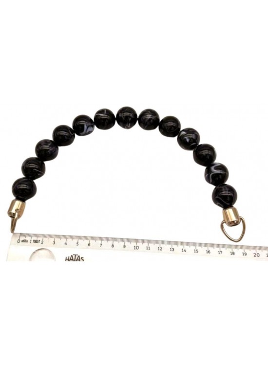 Çanta Aksesuar 20 Cm  22 Mm Boncuklu   Çanta Sapı Gümüş  Metalli Siyah Tonlu