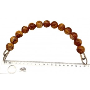 Çanta Aksesuar 20 Cm  22 Mm Boncuklu   Çanta Sapı Gümüş  Metalli Sütlü  Kahve Tonlu