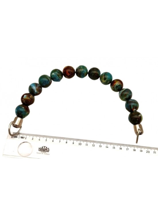 Çanta Aksesuar 20 Cm  22 Mm Boncuklu   Çanta Sapı Gümüş  Metalli Turkuaz Kahve Tonlu