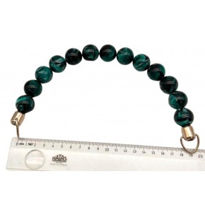 Çanta Aksesuar 20 Cm  22 Mm Boncuklu   Çanta Sapı Gümüş  Metalli Yeşil Tonlu