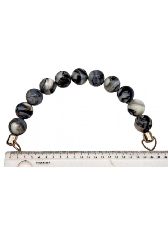 Çanta Aksesuar 20 Cm 24 Mm Boncuklu Çanta Sapı Gümüş  Metalli Gri Tonlu