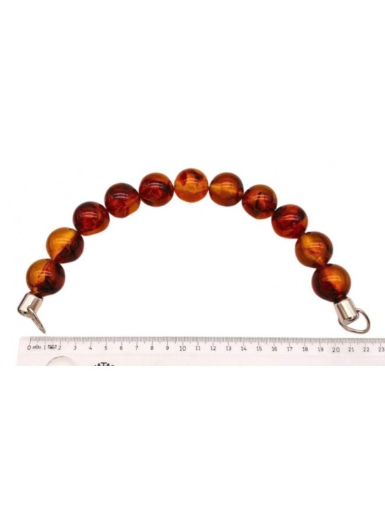 Çanta Aksesuar 20 Cm 24 Mm Boncuklu Çanta Sapı Gümüş  Metalli Kehribar Tonlu