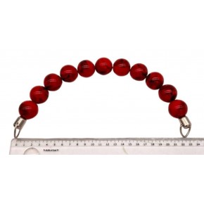 Çanta Aksesuar 20 Cm 24 Mm Boncuklu Çanta Sapı Gümüş  Metalli Kırmızı Tonlu