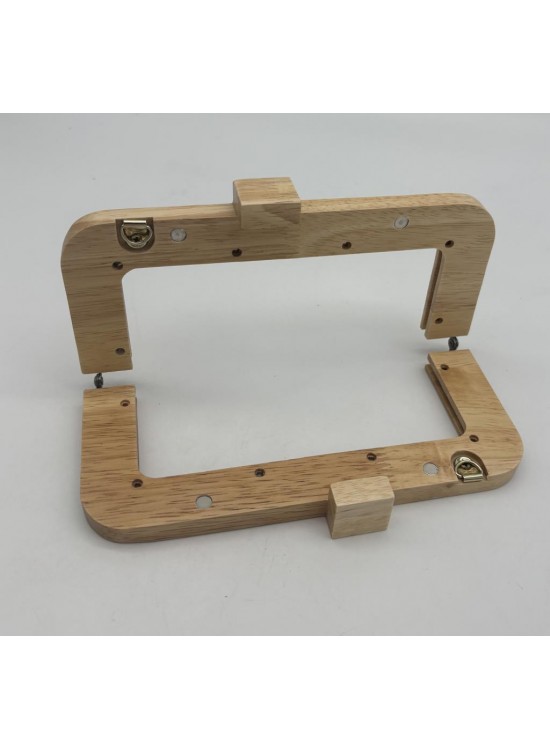 Çanta Aksesuar 20 Cm  Açık Renk Kare Başlıklı Ahşap Burs